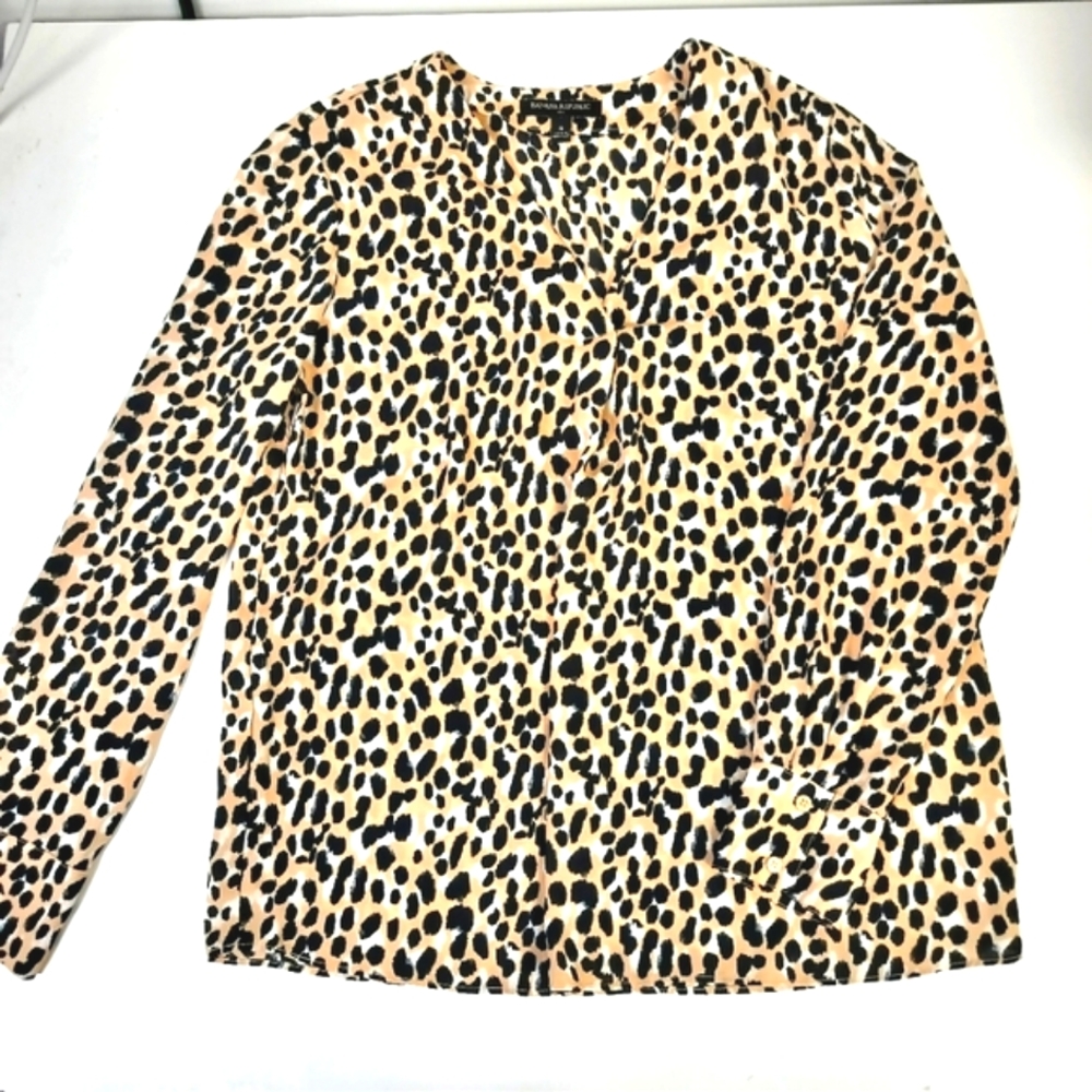 2/$30 Banana Republic Leopard Print Long Sleeve Blouse Lighweight Womens S